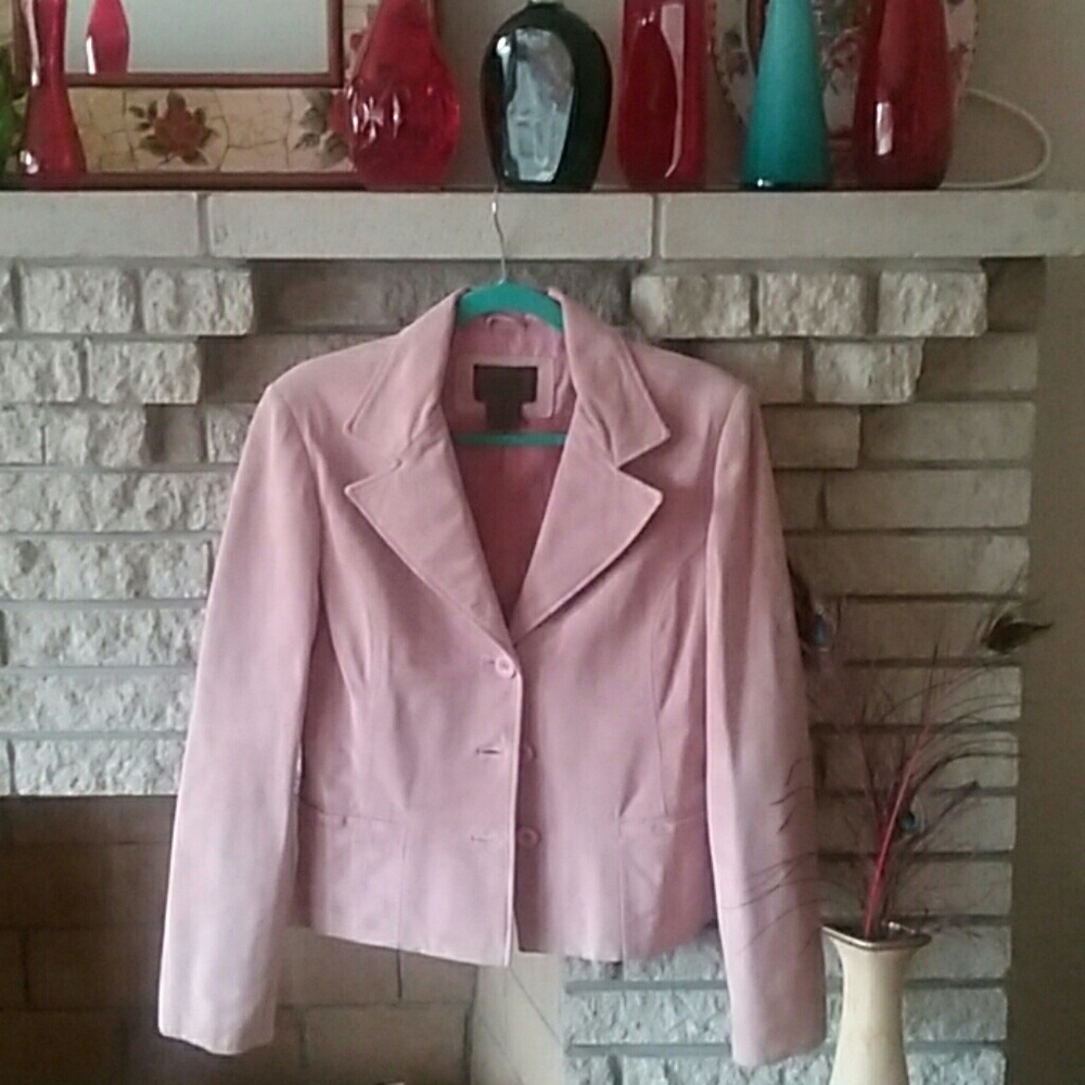 UNIFORM LEATHER PALE PINK SUEDE BLAZER